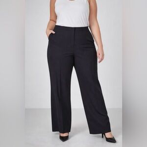 Calvin Klein navy Pinstripe Dress Pant High Rise Straight Leg 16W Career Office